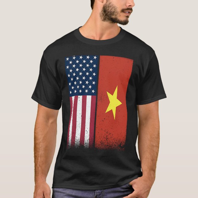 Camiseta Vietnam  Vietnamese American Flags Proud USA Vietn (Frente)