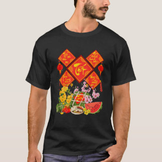 Camiseta Vietnamese Tet Decorations Calligraphy Wishes Luna