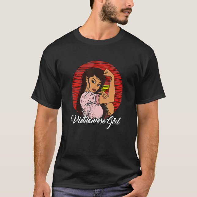 Camiseta Vietnamita Bandeira Vietnamita Menina Vietnamita (Frente)