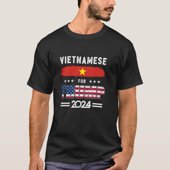 Camiseta Vietnamita para Trump 2024 Vietnam Flag Patriotic  (Frente)
