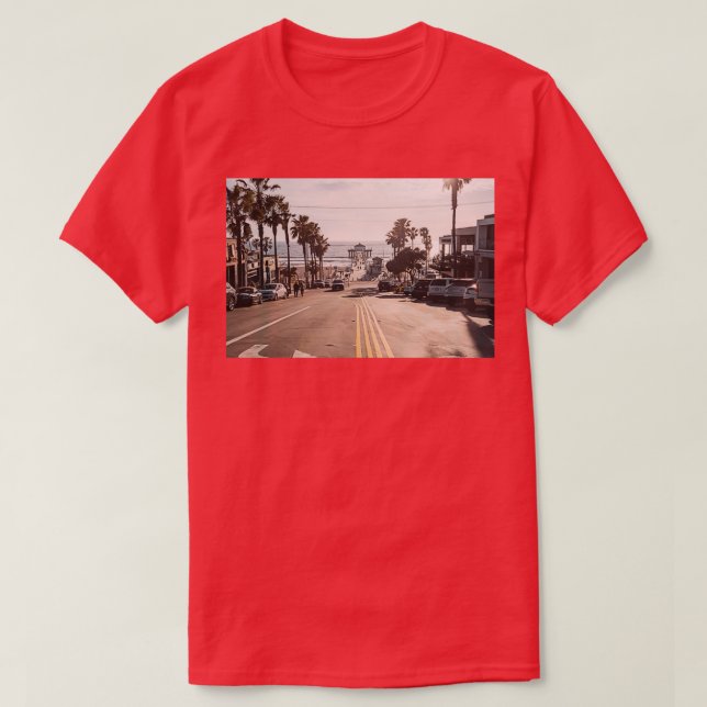 Camiseta View of the Manhattan Beach Pier as seen from down (Frente do Design)