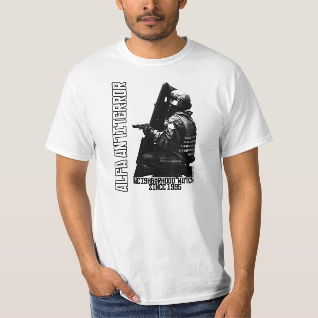 Camiseta Vigilância de bairro ANTITERROR do ALFA "desde (Frente)
