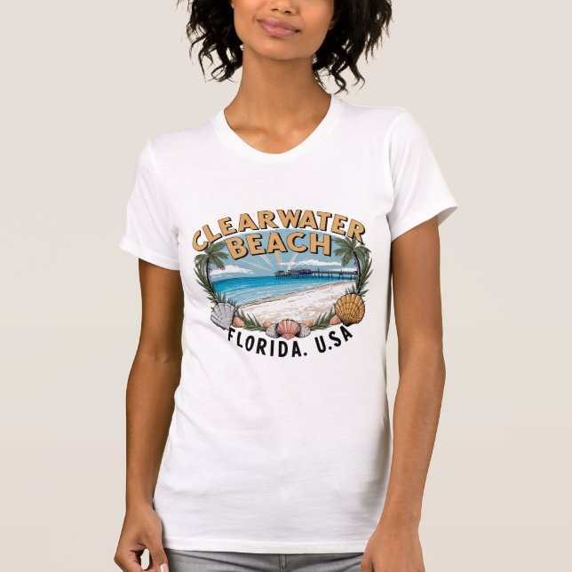 Camiseta Vignette retroativo da praia Clearwater (Frente)
