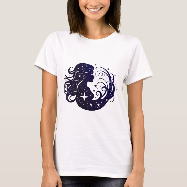 Camiseta Vigro Zodíaco com Elementos Cósmicos e Estrelados (Frente)