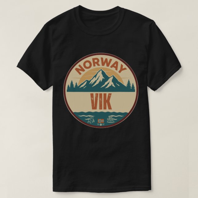 Camiseta Vik, Norge Noruega (Frente do Design)