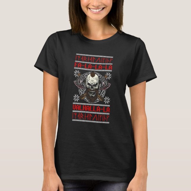 Camiseta Viking Ax Fa La Valhalla La Ugly Christmas Swe (Frente)