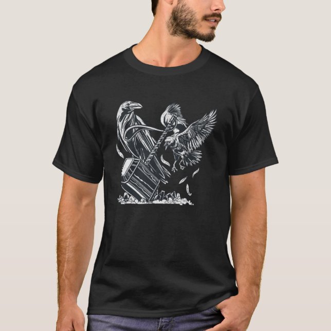 Camiseta Viking Birds & Hammer Celtic Norse Birder Mytholog (Frente)