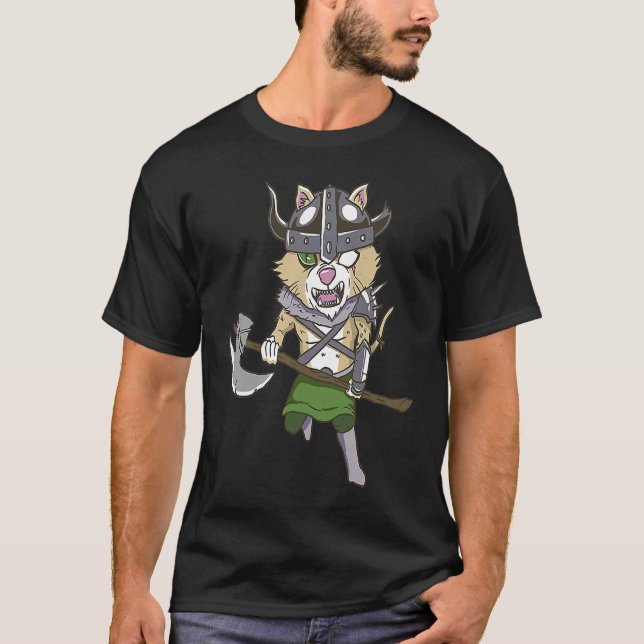 Camiseta Viking Cat Valhalla Warrior (Frente)