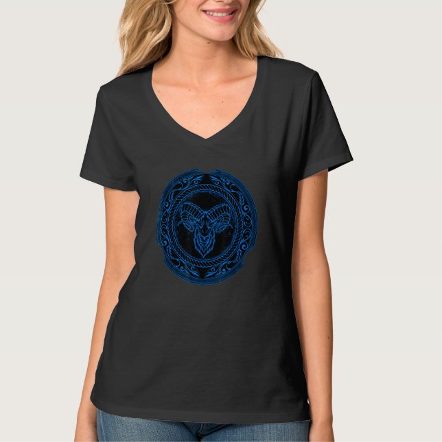 Camiseta Viking Celtic Ram Aries Zodiac (Frente)