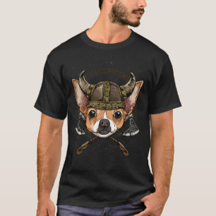Camiseta Viking Chihuahua Dog Com O Helmet Viking Mjolnir A