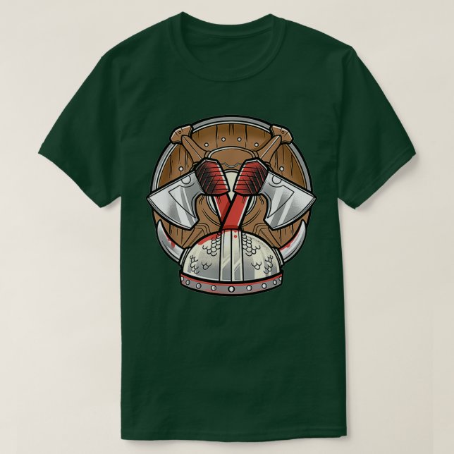 Camiseta Viking Decor Shield Helmet Ax (Frente do Design)