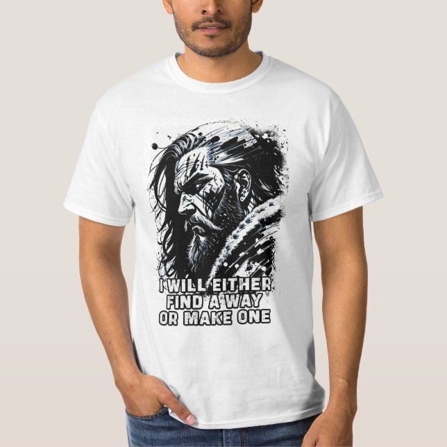 Camiseta Viking guerreiro Norse Mythology palavras poderosa (Frente)