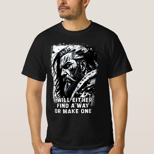 Camiseta Viking guerreiro Norse Mythology palavras poderosa (Frente)