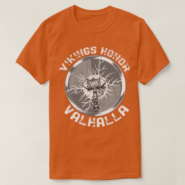 Camiseta Viking Honor Valhalla Viking Hammer (Frente do Design)