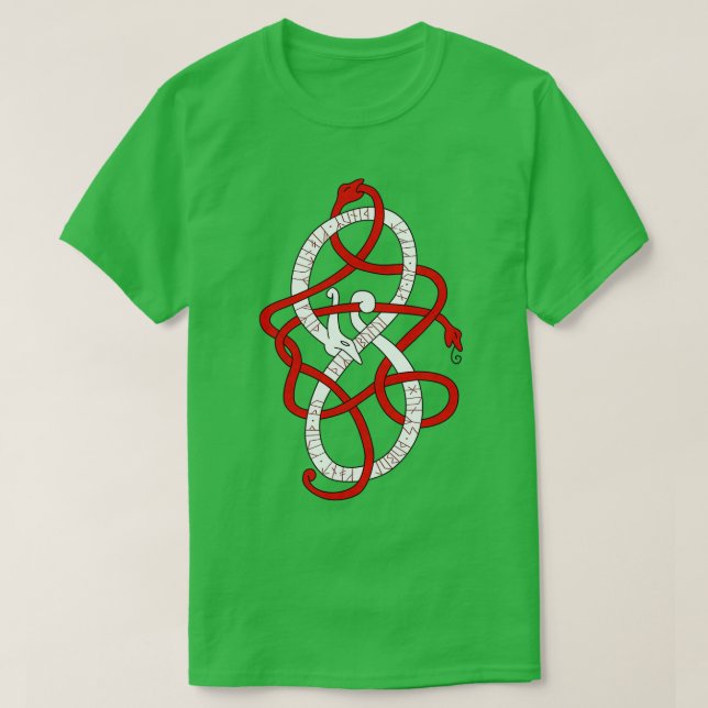 Camiseta Viking knot work dragon with younger futhark runic (Frente do Design)