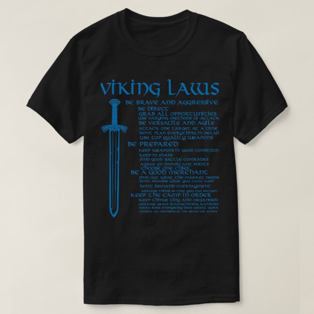 Camiseta Viking Laws Scandinavian Warriors Sword Blue (Frente do Design)