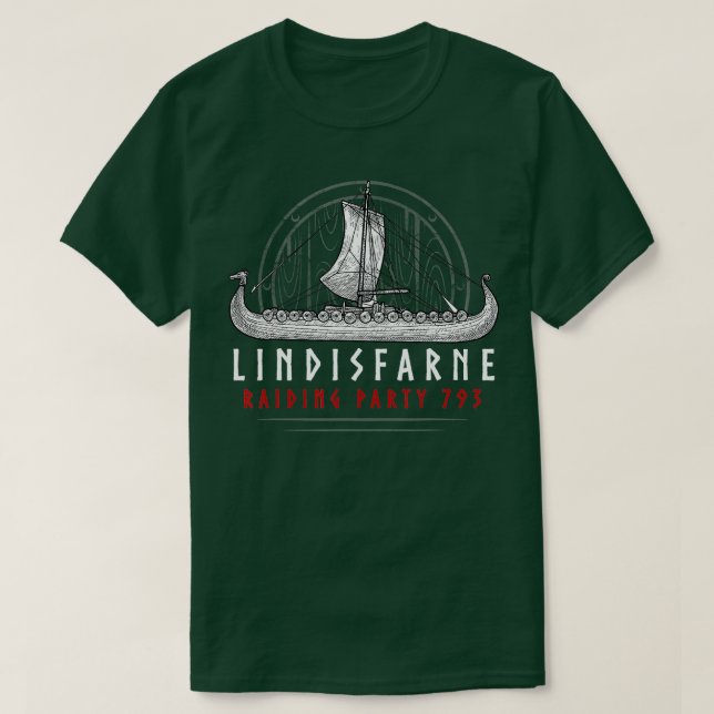 Camiseta Viking Lindisfarne Raiding Party 793 (Frente do Design)