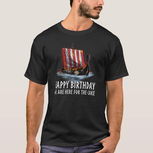 Camiseta Viking Longship Happy Birthday Medieval Norge (Frente)