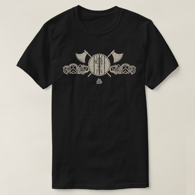 Camiseta Viking Nordic Ornament Ax Shield Asatru (Frente do Design)