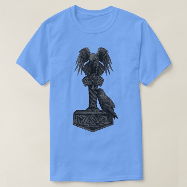 Camiseta Viking Norse Mythology Thorx27s Mjolnir Odinx27s H (Frente do Design)