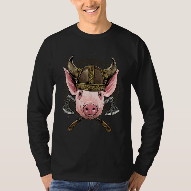 Camiseta Viking Pig Renaissance Norse Pagan Valhalla Farmer (Frente)