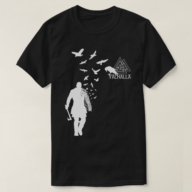 Camiseta Viking Ragnar Lodbrok Valhalla Odin Ravens Pullove (Frente do Design)