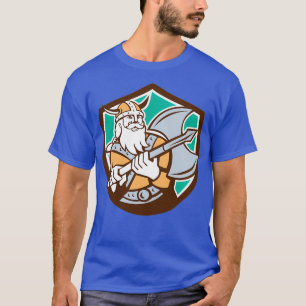 Camiseta Viking Raider Barbarian Warrior Ax Shield Retro