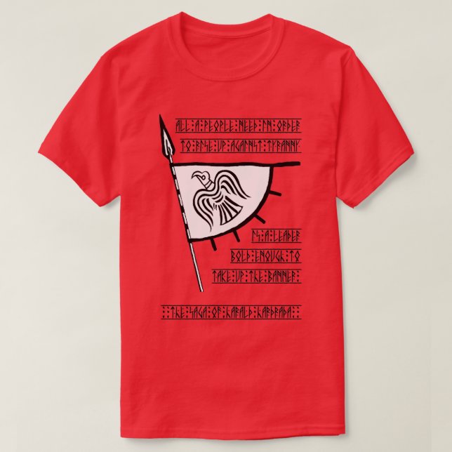 Camiseta Viking Raven Banner Quote (Frente do Design)