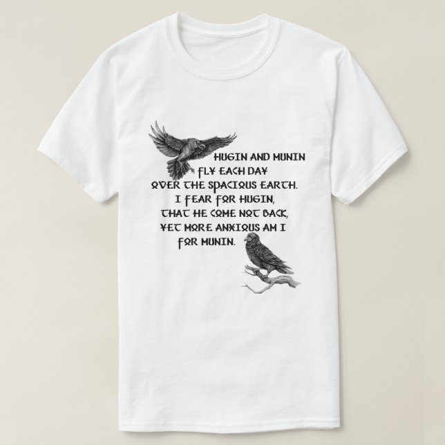 Camiseta Viking Raven Hugin And Munin (Frente do Design)