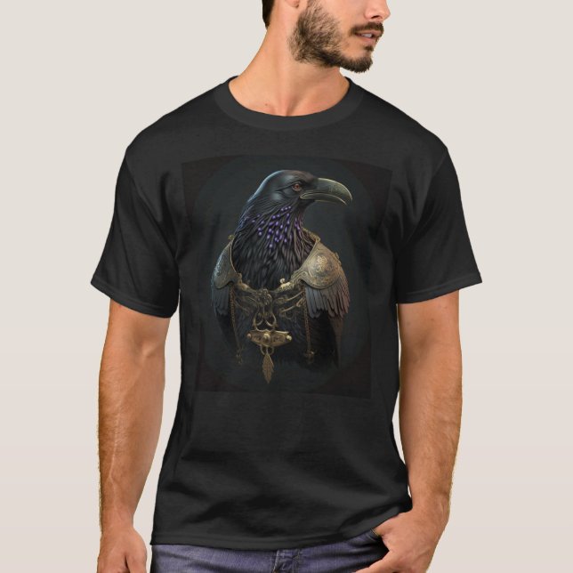 Camiseta Viking Raven Norse Warrior Crow Vikings Style (Frente)