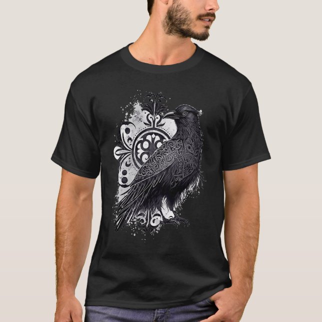 Camiseta Viking Raven Norse Warrior Crow Vikings Style (Frente)