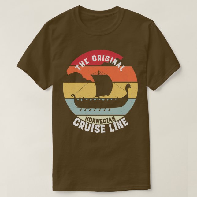 Camiseta Viking Ship Original Cruise Line Norueguês Retro V (Frente do Design)