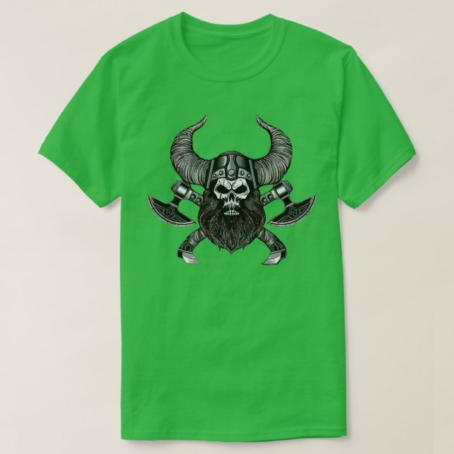 Camiseta Viking Skull Warrior Ragnar Vikings Clas (Frente do Design)