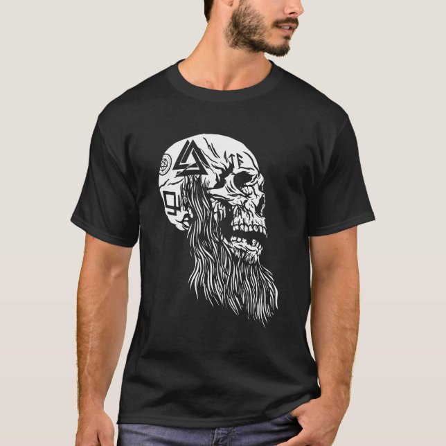 Camiseta Viking Tattoos Skull T Shirt (Frente)
