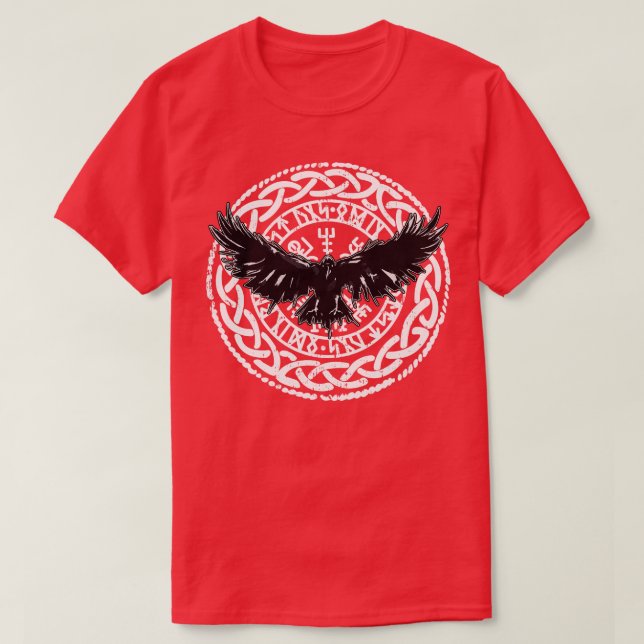 Camiseta Viking Vikings Nordic Nordic Scandinavian Raven Ve (Frente do Design)