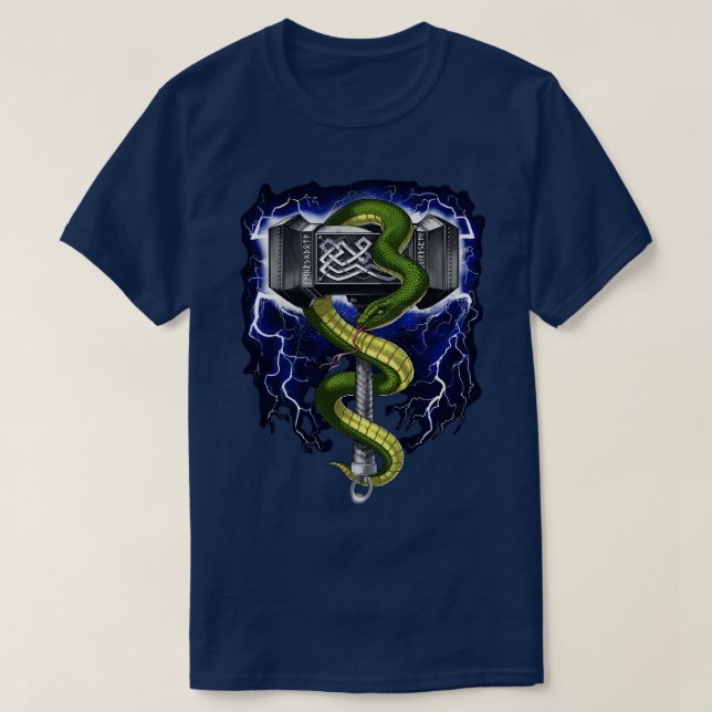 Camiseta Viking Warrior Hammer (Frente do Design)