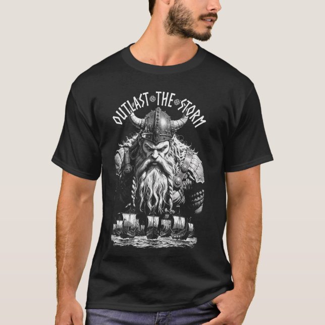 Camiseta Viking Warrior Outlast The Storm Norse Mythology V (Frente)