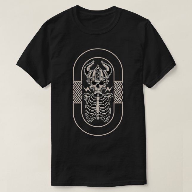 Camiseta Viking Warrior Skull Ax (Frente do Design)