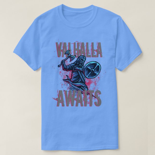 Camiseta Viking Warrior Valhalla aguarda (Frente do Design)