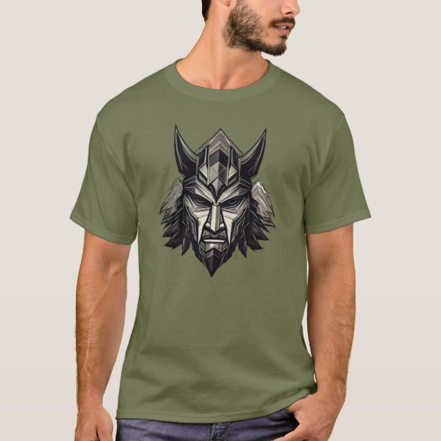 Camiseta Viking Wolf Warrior – Luxury Nordic Mask Design T- (Frente)