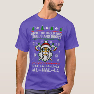 Camiseta VikingDeckOsHallsComHabilidadesECorposNatal