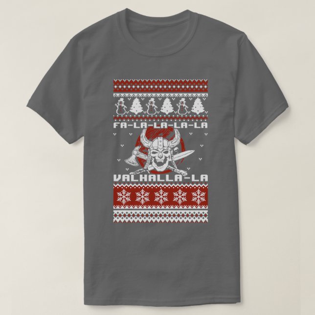 Camiseta Vikings Christmas Ugly Sweater Valhala (Frente do Design)