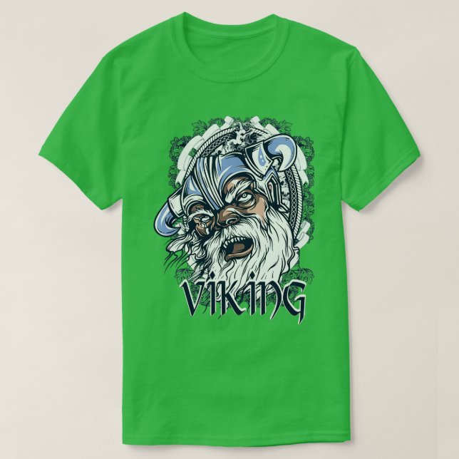Camiseta Vikings Head Illustration Design Drawing Artwork (Frente do Design)