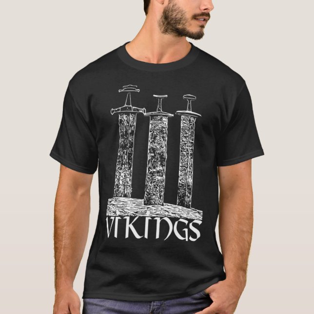 Camiseta Vikings O viking northman Valhalla 3 Espadas de (Frente)
