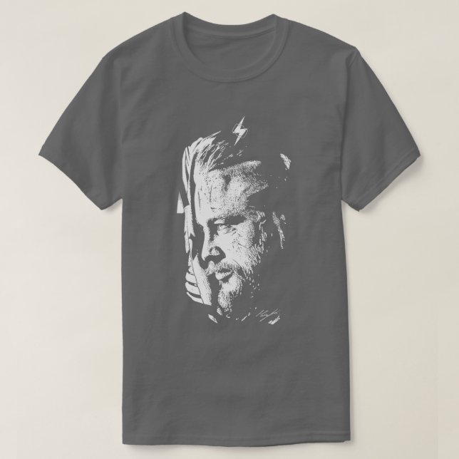 Camiseta VIKINGS RAGNAR White em preto (Frente do Design)