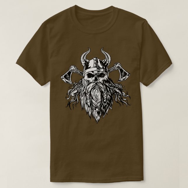 Camiseta Vikking skull ax warrier (Frente do Design)