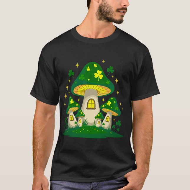 Camiseta Vila de Cogumelos Mágicos com Brilho (Frente)