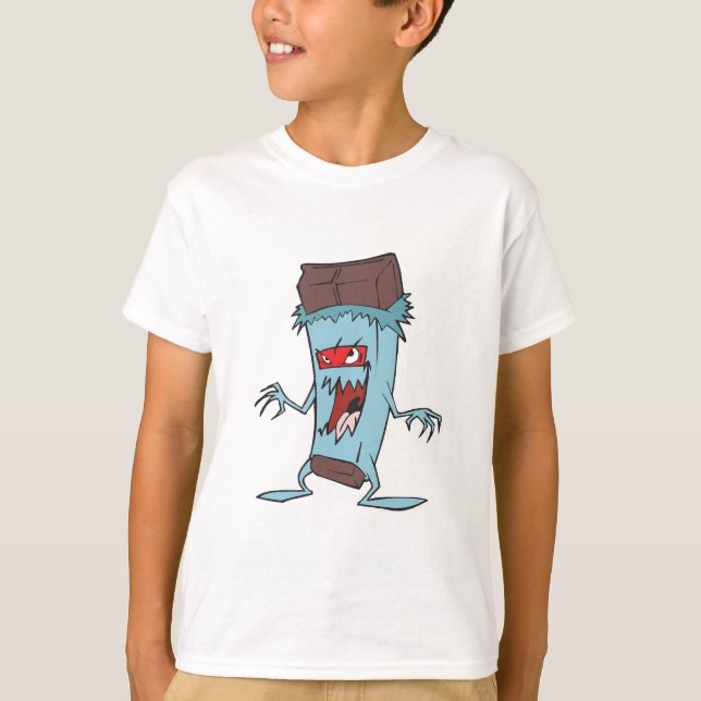 Camiseta vilão bobo barra de chocolate doce malvado (Frente)