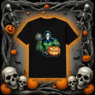 Camiseta Vilão Encapuzado Máscara de Caveira Mangual Hallow