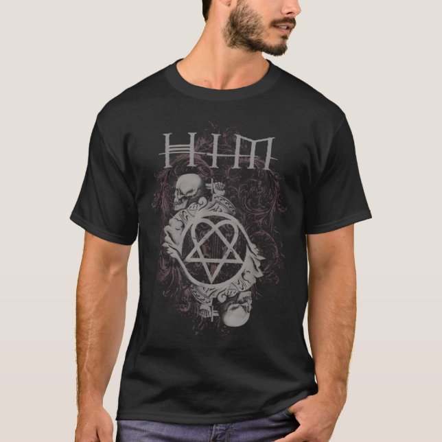 Camiseta Ville Valo Him Crânio Duplo (Frente)